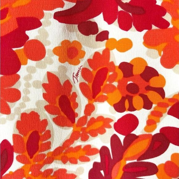 Trina Turk  Orange Mini Dress Floral Print Blouse Size 0 - Picture 6 of 9